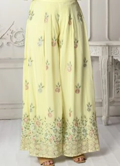 Top From Yellow Georgette Embroidered Palazzo Suit After Six Wear -ZariGrace Shop Yellow Georgette Embroidered Palazzo Suit SLBS02303903 rrc2 2