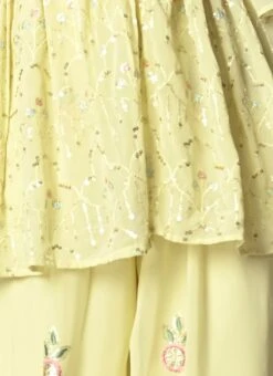 Top From Yellow Georgette Embroidered Palazzo Suit After Six Wear -ZariGrace Shop Yellow Georgette Embroidered Palazzo Suit SLBS02303903 rrc4 2