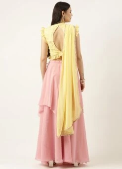Yellow Georgette Embroidered Pink Lehenga Set Festive Wear -ZariGrace Shop Yellow Georgette Embroidered Pink Lehenga Set GHBS02212624 b