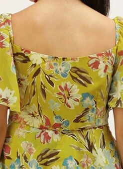 Yellow Georgette Layered Style Dress After Six Wear -ZariGrace Shop Yellow Georgette Layered Style Dress DRBS02208417 rrc2