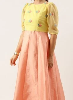 Dupatta From Yellow Georgette N Peach Kali Anarkali After Six Wear