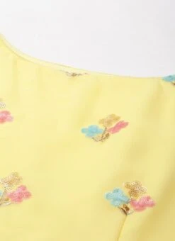 Dupatta From Yellow Georgette N Peach Kali Anarkali After Six Wear -ZariGrace Shop Yellow Georgette N Peach Kali Anarkali SLBS02301710 rrc1