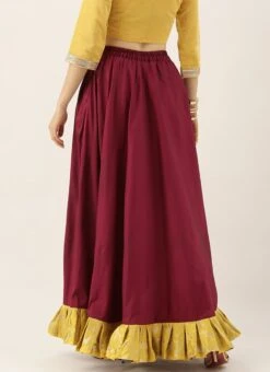 Yellow N Dark Purple Taffeta Skirt Festive Wear -ZariGrace Shop Yellow N Dark Purple Taffeta Skirt WBBS02012687 b