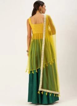 Yellow N Green Embroidered Long Choli Lehenga Festive Wear Party Wear -ZariGrace Shop Yellow N Green Embroidered Long Choli Lehenga GHBS02203552 b
