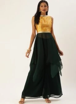 Yellow N Green Floor Length Palazzo Set Festive Wear -ZariGrace Shop Yellow N Green Floor Length Palazzo Set KSBS02201301 u