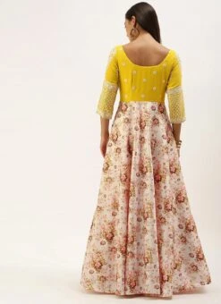 Yellow N Pink Embroidered Floor Length Gown Festive Wear -ZariGrace Shop Yellow N Pink Embroidered Floor Length Gown IWBS02107555 b