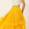 Yellow N White Embroidered Skirt Set Festive Wear