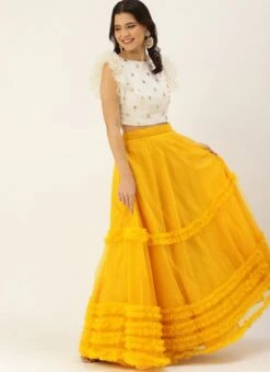 Yellow N White Embroidered Skirt Set Festive Wear 8 Yellow N White Embroidered Skirt Set Festive Wear -ZariGrace Shop Yellow N White Embroidered Skirt Set IWBS02101747 u