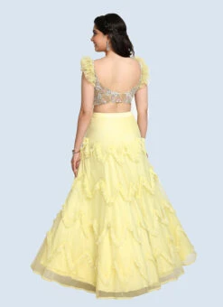 Yellow Nylon Net Embroidery Lehenga Choli With Dupatta Wedding Wear -ZariGrace Shop Yellow Nylon Net Embroidery Lehenga Choli With Dupatta GHMCAA011 b