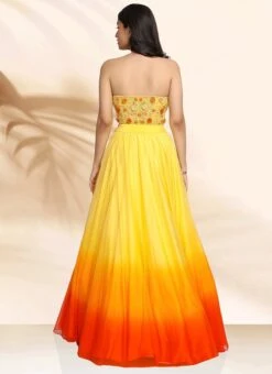 Yellow Nylon Net Embroidery Lehenga Corset With Dupatta Wedding Wear -ZariGrace Shop Yellow Nylon Net Embroidery Lehenga Corset With Dupatta GHMCAA030 b