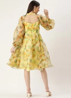 Yellow Organza Mini Dress Party Wear -ZariGrace Shop Yellow Organza Mini Dress DRBS02209616 b