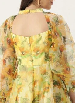 Yellow Organza Mini Dress Party Wear -ZariGrace Shop Yellow Organza Mini Dress DRBS02209616 rrc2