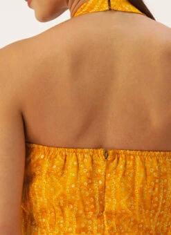 Why Kiki Dress Yellow Printed Halter Neck Floor Length Gown Festive Wear -ZariGrace Shop Yellow Printed Halter Neck Floor Length Gown IWBS02110888 rrc2