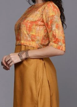 Yellow Printed Rayon Boat Neck Kurta Set After Six Wear