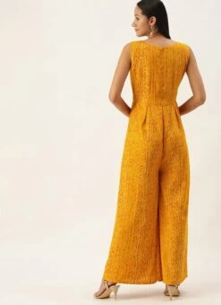 Yellow Printed Viscose Angrakha Style Jumpsuit Festive Wear -ZariGrace Shop Yellow Printed Viscose Angrakha Style Jumpsuit DRBS02109746 b