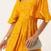 Yellow Printed Viscose Dress After Six Wear -ZariGrace Shop Yellow Printed Viscose Dress DRBS02110830 l