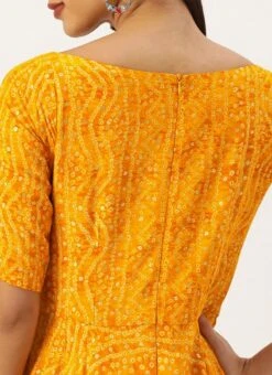 Yellow Printed Viscose Handkerchief Style Dress Festive Wear -ZariGrace Shop Yellow Printed Viscose Handkerchief Style Dress DRBS02110941 rrc2
