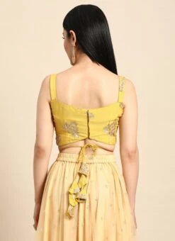 Yellow Sequins Embroidered Chinon Blouse Festive Wear -ZariGrace Shop Yellow Sequins Embroidered Chinon Blouse BLBS02301971 b