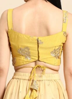 Yellow Sequins Embroidered Chinon Blouse Festive Wear -ZariGrace Shop Yellow Sequins Embroidered Chinon Blouse BLBS02301971 rrc2