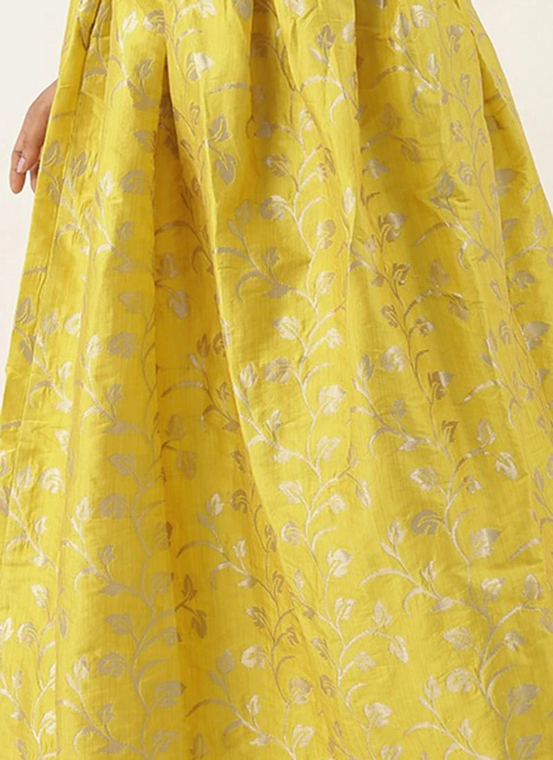 Yellow Taffeta Jacquard Skirt Festive Wear 3 Yellow Taffeta Jacquard Skirt Festive Wear