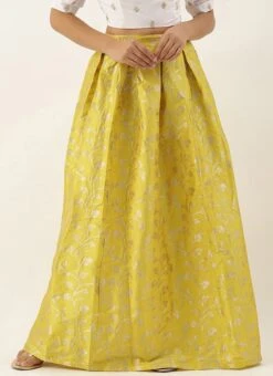 Yellow Taffeta Jacquard Skirt Festive Wear 12 Yellow Taffeta Jacquard Skirt Festive Wear -ZariGrace Shop Yellow Taffeta Jacquard Skirt WBBS02306478 u