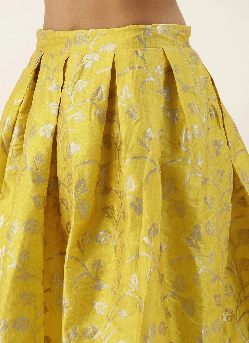 Yellow Taffeta Jacquard Skirt Festive Wear 7 Yellow Taffeta Jacquard Skirt Festive Wear - Image 5