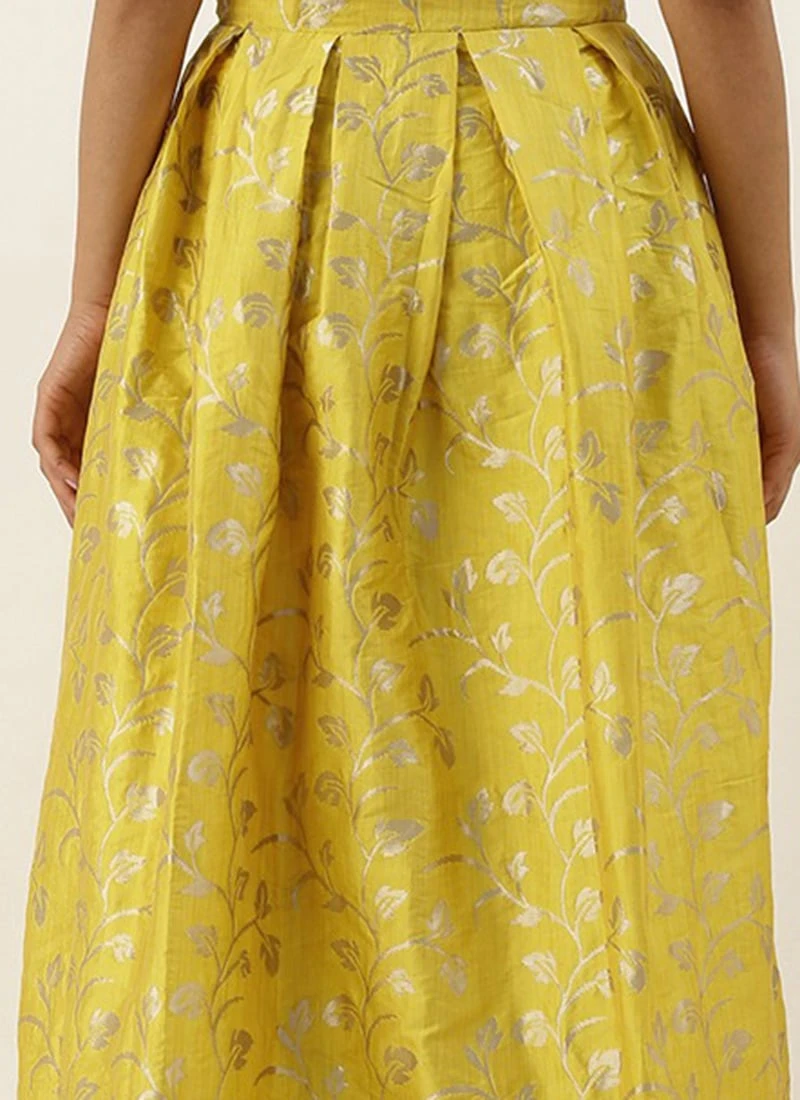 Yellow Taffeta Jacquard Skirt Festive Wear 8 Yellow Taffeta Jacquard Skirt Festive Wear - Image 6