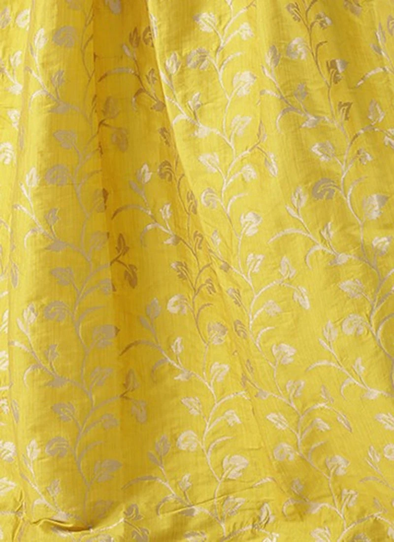 Yellow Taffeta Jacquard Skirt Festive Wear 10 Yellow Taffeta Jacquard Skirt Festive Wear - Image 8