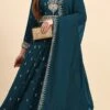 Rama Blue Faux Georgette Embroidered Anarkali Suit Party Wear -ZariGrace Shop aqua blue faux georgette embroidered anarkali suit slsrf27074 l