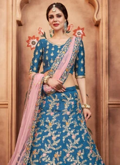 Aqua Blue Embroidered A Line Lehenga Wedding Wear 9 Aqua Blue Embroidered A Line Lehenga Wedding Wear -ZariGrace Shop aqua blue sequins embroidered a line lehenga ghmknsbm2011 b