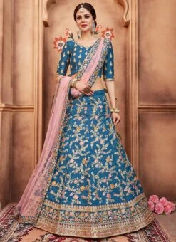 Aqua Blue Embroidered A Line Lehenga Wedding Wear 8 Aqua Blue Embroidered A Line Lehenga Wedding Wear -ZariGrace Shop aqua blue sequins embroidered a line lehenga ghmknsbm2011 u