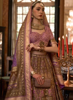 Purple Art Silk Jacquard Stone Work Umbrella Lehenga Wedding Wear -ZariGrace Shop art silk multicolor jacquard stone work umbrella lehenga ghsli21001173 b