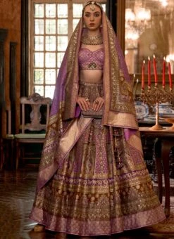 Purple Art Silk Jacquard Stone Work Umbrella Lehenga Wedding Wear -ZariGrace Shop art silk multicolor jacquard stone work umbrella lehenga ghsli21001173 u