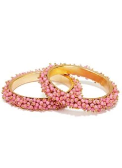 Baby Pink Alloy Beads Bangles Party Wear -ZariGrace Shop baby pink alloy beads bangles hjbdmf015 b