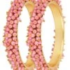 Baby Pink Alloy Beads Bangles Party Wear -ZariGrace Shop baby pink alloy beads bangles hjbdmf015 l