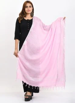 Baby Pink Linen Cotton Dupatta Work Wear -ZariGrace Shop baby pink linen cotton dupatta dpdmimfd170 u