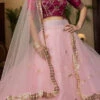 Baby Pink Net Sequins Work Umbrella Lehenga Choli Party Wear