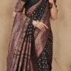 Banarasi Silk Black Color Woven Jacquard Work Saree Festive Wear