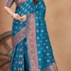 Banarasi Silk Jacquard Woven Work Firozi Blue Color Saree Festive Wear 1 Banarasi Silk Jacquard Woven Work Firozi Blue Color Saree Festive Wear -ZariGrace Shop banarasi silk jacquard woven work firozi blue color saree sasli19006106 l