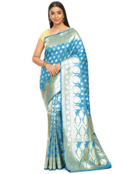 Banarasi Woven Work Turquoise Blue Color Satin Saree Festive Wear 8 Banarasi Woven Work Turquoise Blue Color Satin Saree Festive Wear -ZariGrace Shop banarasi woven work turquoise blue color satin saree savptabl19 u