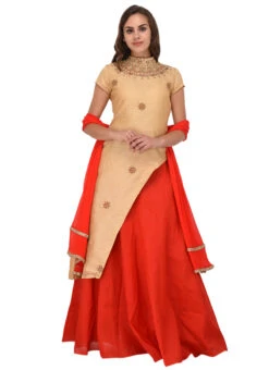 Beige Bhagalpuri Art Silk Umbrella Lehenga Party Wear -ZariGrace Shop beige bhagalpuri art silk umbrella lehenga ghdrrwrs392 u
