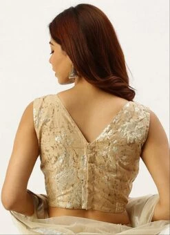 Beige Cotton Sleeveless Blouse Festive Wear 9 Beige Cotton Sleeveless Blouse Festive Wear -ZariGrace Shop beige cotton sleeveless blouse BLBS02305264 b