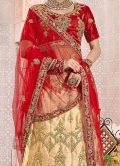 Beige Embroidered A Line Lehenga Wedding Wear