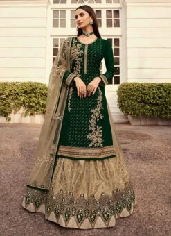 Beige Georgette Embroidered N Stones Long Choli Lehenga Party Wear -ZariGrace Shop beige georgette embroidered n stones long choli lehenga ghsak29147006 u