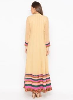 Beige Georgette Kurta Straight Pant Set Party Wear -ZariGrace Shop beige georgette kurta straight pant set krsmnkc2034 b