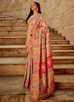 Beige Modal Satin Handloom Saree Festive Wear -ZariGrace Shop beige modal satin handloom saree sasgf1506 u