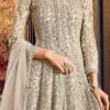 Beige Net Embroidered Anarkali Suit Wedding Wear -ZariGrace Shop beige net embroidered anarkali suit slscc4554a l