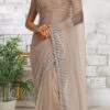 Beige Net Hand Work Saree Festive Wear -ZariGrace Shop beige net hand work saree sadkcr6 l