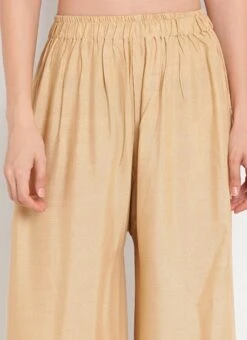 Beige Rayon Palazzo Pant Work Wear