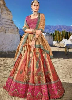 Beige Viscose Silk Embroidered Umbrella Lehenga Wedding Wear -ZariGrace Shop beige viscose silk embroidered umbrella lehenga ghsli22317101 u